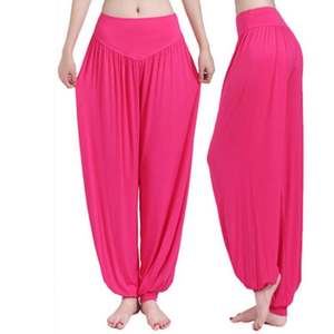 Pantalon de yoga, de sport et de danse I-0458, doux, extensible, ample, style harem, uni, décontracté, en modal, pour femme - Product Image 4