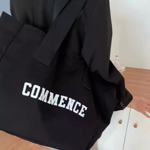 Bolso de lona de algodón de gran tamaño logotipo personalizado patrón de letras de estilo de moda para mujer para fiesta de fin de semana regalo de compras en la playa - Product Image 3