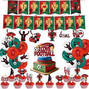 Ensemble de fournitures pour fête de football avec assiettes en papier, gobelets, serviettes et nappe à motif numéro 7 pour la journée de match, anniversaire ou décoration sur le thème du sport - Product Image 3
