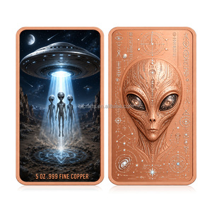 Barra in Rame Puro .999 da 5 oz, Serie <span class=keywords><strong>UFO</strong></span> Alieno, Lingotto Commemorativo con Rilievo UV Colorato per Collezione e Regalo - Product Image 6