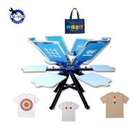 Impresora de pantalla manual de 6 estaciones de 6 colores a precio de fábrica para camisetas y bolsos