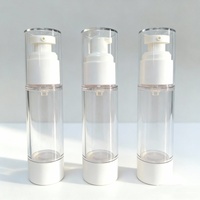Botella de Vacío para Cuidado de la Piel Amber AS de 15ml-120ml, Bomba sin Aire Negra, Tapa Transparente, Envase para Loción y Suero