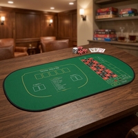 Tapis de jeu de poker personnalisé 2 en 1 Texas Hold'em et Roulette, en polyester vert et caoutchouc, pour les soirées casino à domicile
