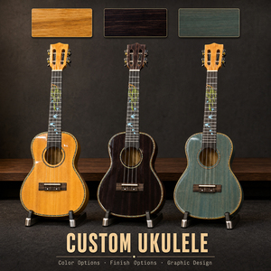 Ukelele de Concierto de 23 Pulgadas, Tapa de Abeto Sólido, Fondo y Lados de Madera de Fresno, Acabado Brillante, Clavijero Ranurado, 4 Cuerdas, OEM ODM - Product Image 5