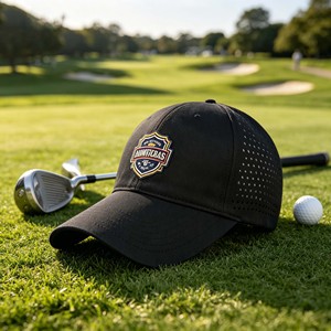 Polyester Quick Dry 6 Panel Dad Caps With Custom Laser Cut Hole Embroidery Logo - Product Image 1
