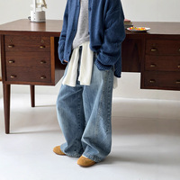 Nouveau jean court en coton et bambou pour enfants, style coréen, motif délavé, coupe ample et tendance pour garçons, collection Printemps 2026