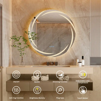 Miroir de vanité LED rond sans cadre à motif tourbillonnant unique, miroir intelligent à bande lumineuse spirale créative pour la décoration intérieure de salle de bain