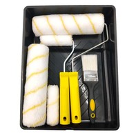 En stock : Ensemble de rouleaux à peinture en polyester de 9 pouces avec revêtement plastique et manche télescopique
