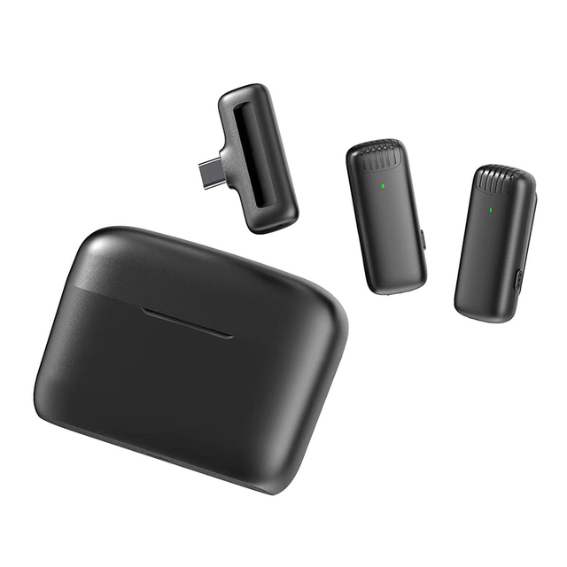 J11 J13 Wireless Dual Lavalier Microphones Noise Reduction Plug & Play 2.4GHz Lapel Mic Wireless Microphone with Charging Case
