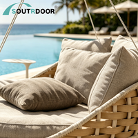 Lit suspendu moderne en rotin pour l'extérieur, cadre en aluminium, coussin imperméable, idéal pour l'école, l'hôpital, le jardin, l'hôtel, la plage, le parc, la chambre