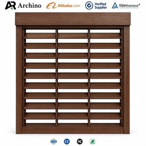 Volets en aluminium à finition bois de luxe, système d'ombrage extérieur moderne pour villa résidentielle - Product Image 1