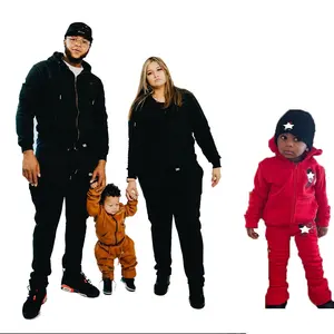 KY New Design Father and Mother Family Stacked Children Tracksuit Set Wholesale Zip Up Tracksuits for Children