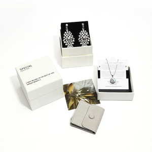 Custom Logo Printed Luxury Paper Packaging Jewelry <b>Box</b> & Microfiber Jewelry Pouch - Product Image 6