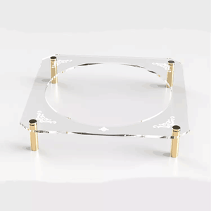 Plateau alimentaire en <span class=keywords><strong>acrylique</strong></span> transparent assiette à Seder pour passoire, <span class=keywords><strong>plaque</strong></span> à Seder en Lucite carré en or - Product Image 5
