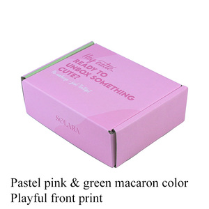 Boîte d'expédition cosmétique rose pastel et verte, style macaron, écologique, recyclable, à rabat auto-scellant, en forme d'avion, personnalisable - Product Image 6