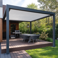 Pergola motorisée en aluminium écologique de taille personnalisable avec côtés à cadre thermolaqué, facilement assemblable pour l'extérieur