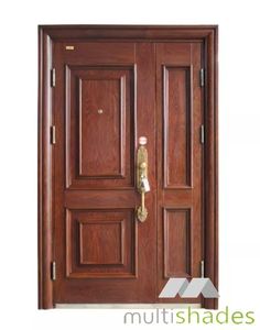 Luxurious Custom Designed Aluminum Unequal Double <strong>Door</strong> American Style with Wicket <strong>Door</strong> <strong>Timber</strong> Finish Main Design Double <strong>Leaf</strong> - Product Image 5