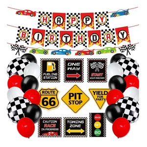 Kit <span class=keywords><strong>de</strong></span> fiesta <span class=keywords><strong>de</strong></span> cumpleaños <span class=keywords><strong>de</strong></span> coche <span class=keywords><strong>de</strong></span> carreras con bandera a cuadros, globos, adornos para pasteles para niños, celebración, suministros para fanáticos <span class=keywords><strong>de</strong></span> carreras - Product Image 1