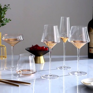 Verres à vin professionnels en <span class=keywords><strong>verre</strong></span> soufflé à la main, sans plomb, électroplaqués or, de la marque SJ, écologiques, vente en gros - Product Image 1
