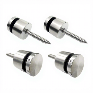 ที่หนีบกระจกราคาโรงงาน 15 นิ้วราวบันไดในร่มสีดํากระจกกันกระแทกเว้นระยะสําหรับระเบียง - Product Image 1