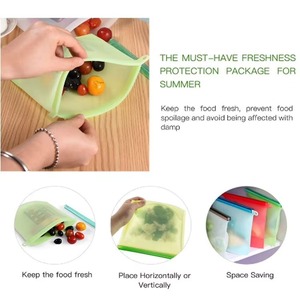Silicone <b>Zip</b> <b>Lock</b> Food Storage <b>Bags</b> Leakproof Fresh Keeping Pouches Reusable Stand Up Fresh Wrap for Kitchen - Product Image 2