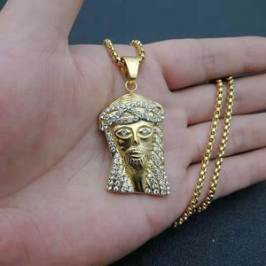 yunnique Stainless Steel Jesus Head Pendant Necklace With <b>Diamond</b> Pave Setting Unisex Gift Jewelry YS200 - Product Image 4