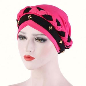 Gorro Musulmán de Seda de Leche con Cuentas y Trenzas de Algodón, Turbante Hijab para Mujeres Musulmanas, Modelos de Primavera y Otoño - Product Image 2