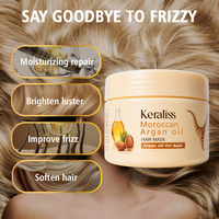 Masque capillaire à la kératine biologique Joynna pour cheveux secs, acide hyaluronique, huile d'argan marocaine, essence double noire à l'amande pour la croissance des cheveux