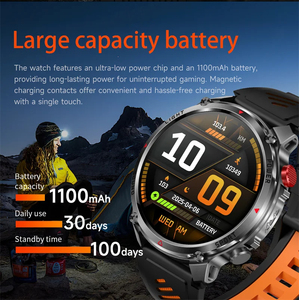 สมาร์ทวอทช์ HT45 ทนทาน แบตเตอรี่ 1100mAh หน้าจอทรงกลม 1.7 นิ้ว รองรับการโทรแบบไร้สาย กันน้ำระดับ IP68 รองรับโหมดกีฬามากกว่า 100 โหมด สำหรับผู้ชาย - Product Image 5