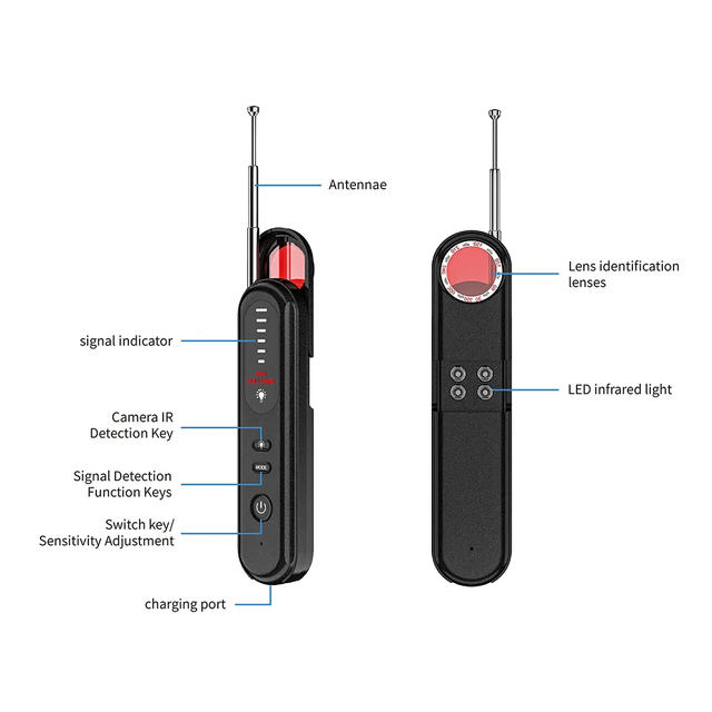 2024 Portable Pen Shape T01 Camera Detector Hidden Security Anti Spy with 500mAh Battery and 8-9 Hours Standby Time