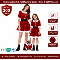 Vêtements de Noël personnalisés en velours pour chiens et chats, tenues assorties pour propriétaires et animaux de compagnie, vêtements de famille pour les fêtes, vente en gros