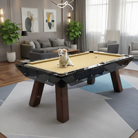 Table de billard moderne populaire en verre ardoise, table de billard en verre de 8 pieds avec plateau en ardoise, table de snooker en verre trempé et ardoise