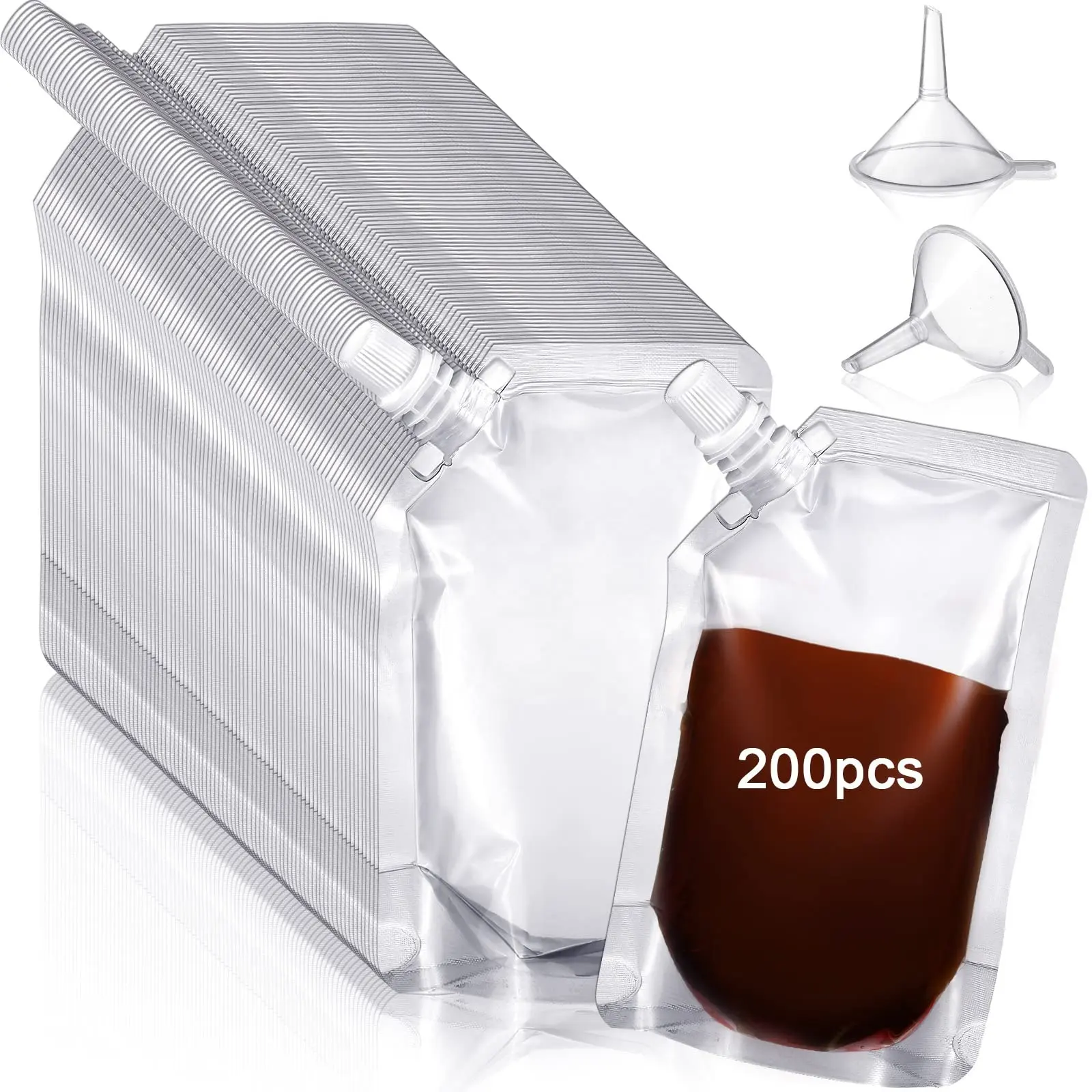 Suitable Size Hidden Cruise Travel Reliable Clear Juice Reusable Plastic 4oz Drink Pouches With Nozzles And Funnels For Adults