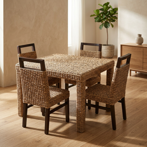 Ensemble de table à manger en rotin naturel, écologique, fait main, minimaliste moderne, pour restaurant et hôtel - Product Image 2