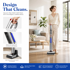 Aspiradora inalámbrica PG16PRO para húmedo y seco, 27Kpa de succión, autolimpiante, todo en uno, para pisos de madera, alfombras y pelo de mascotas - Product Image 5