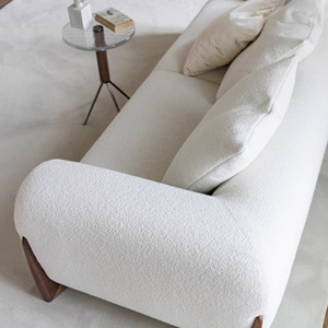 Ensemble de canapés modulaires Zayshine Nordic Modern Luxury Cream White Sherpa pour salon, en velours, 3 places, pour appartement, villa, hôtel, canapé de détente - Product Image 3