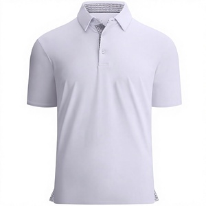 Polo à manches courtes blanc pour homme, couleur unie, boutonné, décontracté, tricoté en piqué, respirant, coupe classique - Product Image 1