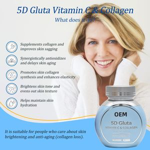 Suplemen Kolagen Vitamin C Gluta Strong Whitening <span class=keywords><strong>5D</strong></span>, Tablet Glutat, Pil Pemutih, Menghilangkan Flek Hitam, Kapsul Perawatan Kulit - Product Image 5