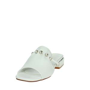 Mules à talon bas pour femme Laura Biagiotti en cuir blanc avec détails en strass - Product Image 6