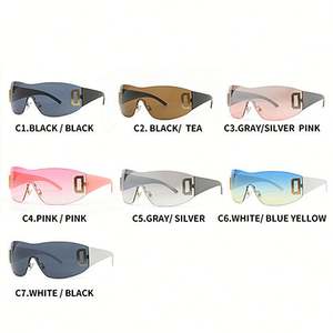 Gafas de Sol de Lujo con Logotipo Personalizado para Mujer, Estilo Punk Y2K de los 2000, Montura Acrílica sin Aro, Lentes de una Pieza, Deportivas - Product Image 6