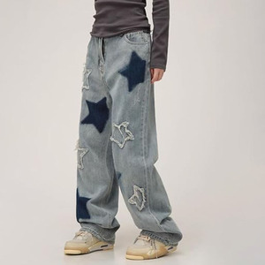 <span class=keywords><strong>Pantaloni</strong></span> in Denim blu Vintage personalizzati di fabbrica <span class=keywords><strong>per</strong></span> ragazze <span class=keywords><strong>pantaloni</strong></span> larghi dritti larghi Jeans da donna personalizzati con toppa ricamata a stella - Product Image 6