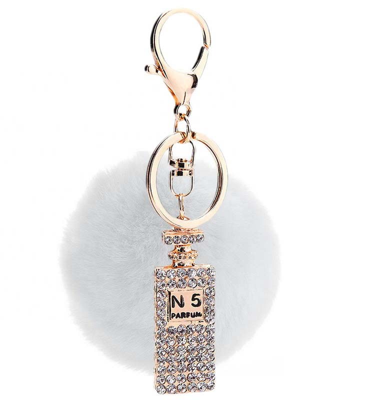Xinxing 2021 модный металлический автомобильный флакон для духов, брелок с кристаллами, подарок для женщин на день рождения, меховой шар, флакон для духов, брелок