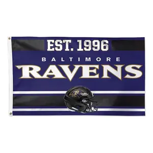 Individuelle NFL AFC Baltimore Ravens beliebige Größe beliebiges Design Farbe 3 × 5 Fuß einzeln doppelseitig bedrucktes Polyester-Sportverein-Flaggenbanner