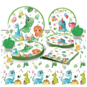 Juego de Platos de Papel Desechables Coloridos y Lindos para Niños, 7 pulgadas + 9 pulgadas, Vajilla de Fiesta de Dinosaurios para Picnic al Aire Libre - Product Image 1