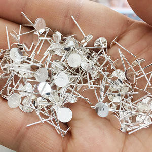 Pendientes de cabeza plana de 6mm con relleno de oro de 14K, aguja de cobre blanco 925, accesorio de joyería DIY, tachuelas de Base plana perla, retención de Color de 5mm - Product Image 6