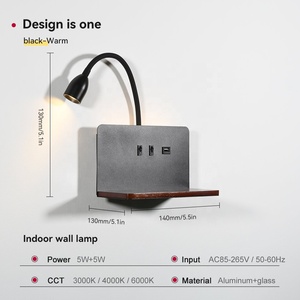 Cạnh giường ngủ Đèn tường phòng ngủ hiện đại đơn giản USB điện thoại di động không dây sạc xoay với chuyển đổi phòng khách <span class=keywords><strong>Led</strong></span> Đọc ánh sáng - Product Image 5