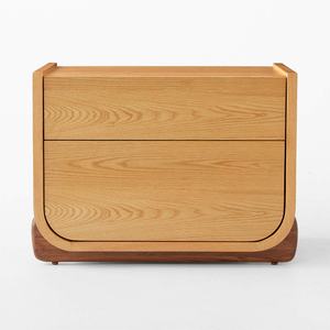 โต๊ะข้างเตียงไม้ทรงสี่เหลี่ยมหรูหราสไตล์ยุโรป 2 ลิ้นชัก สำหรับห้องนอน - Product Image 2