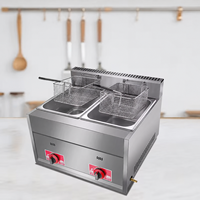Friteuse professionnelle à gaz double cuve pour frites, poulet et beignets – Équipement de restaurant