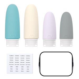 Vente en gros 60 ml 89ml Bouteille de voyage à rayures en silicone Conteneurs rechargeables Tube de savon lotion antidérapant Kit de bouteille de shampooing à presser - Product Image 2