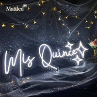 Letras de Neón LED con Nombre Personalizado, Letrero de Neón Mis Quince para Decoración de Bodas, Cumpleaños, Eventos, Arte de Pared, Letreros Luminosos LED